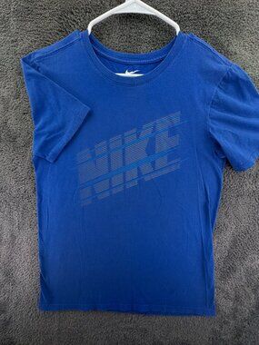 Nike Small Athletic Cut Blue Short Sleeve T Shirt Cotton Pullover Adult W/ Logo